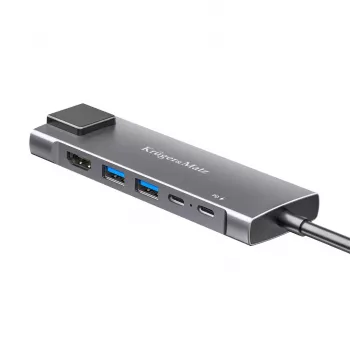 USB-C jaotur mitme pordiga adapter, HDMI 4K, 2x USB 3.0, USB-C andmeport, 100W PD, Gigabit Ethernet, kosmosehall