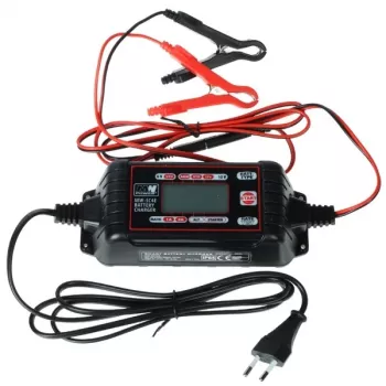 MW Power MW-SC4E 12V 4A automaatne 4-astmeline akulaadija plii-akudele AGM GEL MF 10-120Ah LED-indikaatoritega, krokodillklambritega, EU-pistikuga