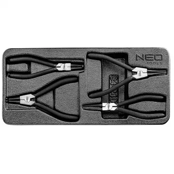 NEO TOOLS Sõrmrõngastangide komplekt, 4-osaline, sisemiste/välimiste jaoks, sirged ja kõverdatud, CrV teras, 180 mm, TÜV sertifikaadiga