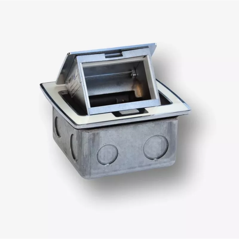 BACHMANN Mini lauakarp 3M - lauakarp standardsete pistikupesade paigaldamiseks 22,5x45 mm (45x45 mm) kallutatava kaanega, valge