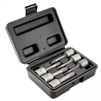 NEO TOOLS Kruviekstraktorite komplekt, 6-osaline kroomvanadiumterasest, vasakukäelise spiraalsoonega, kandilise ajamiga, katkiste poltide eemaldamiseks, suurused #1-#6 (M3-M25)