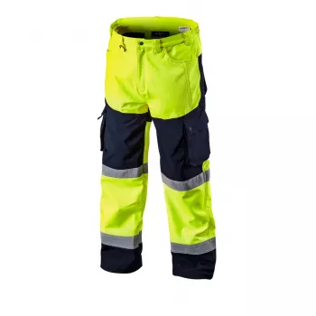 NEO TOOLS Softshell-kõrge nähtavusega tööpüksid, fluorestseeruv kollane, suurus XL