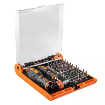 NEO TOOLS 73-osaline kruvikeeraja otsikute komplekt hoidikuga, S2 terasest otsikud, 1/4 tolli kuuskant, magnetiline otsikuhoidik, mini pöördkäepide, plastikust karp