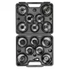 NEO TOOLS Õlifiltri pesavõtmete komplekt 16-osaline (65-100 mm, 3/8 tolli ajam, tass-tüüpi, mitme soonikuga, teras, puhutud vormiga karp)
