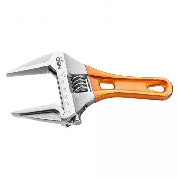 NEO TOOLS Reguleeritav lühike mutrivõti 185 mm, 0-53 mm lõugade ava, kroomvanaaditeras, DIN 3117