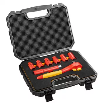 NEO TOOLS 01-307 isoleeritud pesakomplekt 1000V, 8 tükki, 1/2 tolli ajam, meetriline, VDE sertifikaadiga