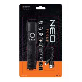 NEO TOOLS USB C 1500 lm SST40 LED laetav taskulamp