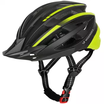 WOZINSKY MTB jalgrattakiiver eemaldatava visiiri ja USB-tagatulega, 57-62 cm, must-kollane