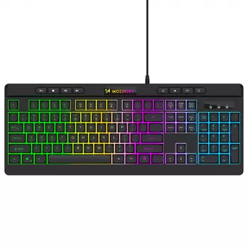 Wozinsky WKG-1044 juhtmega mänguklaviatuur, membraan, RGB-taustvalgustus, must, täissuuruses paigutus, USB-A, 104 klahvi, anti-ghosting