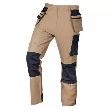 NEO TOOLS Mix&Match tööpüksid, 4-suunaline veniv, Cordura tugevdusega, põlvekaitsmete taskud, beež-must, suurus XXXL