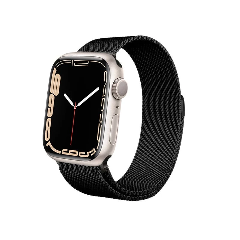 Crong Milano Steel - Roostevabast terasest rihm Apple Watch 44/45/46/49 mm jaoks (must)