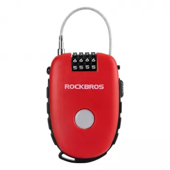 Rockbros Sissetõmmatav kaablilukk 32420981001 Punane - 3-kohaline kombinatsioon, 90 cm punutud teras