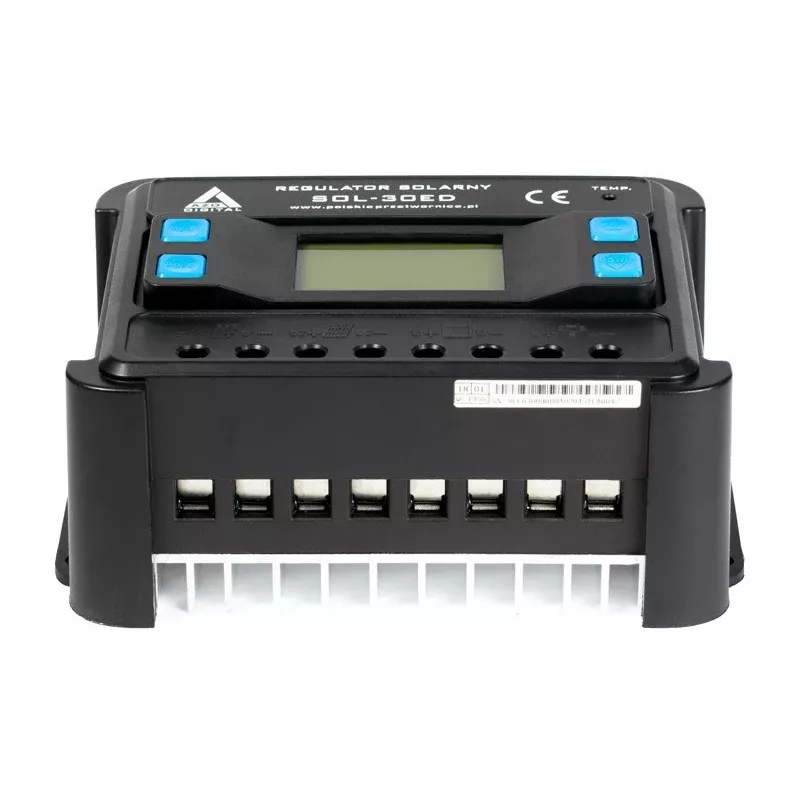 AZO Digital PWM SOL-30ED 12/24V 30A päikese laadimiskontroller LCD-ekraaniga