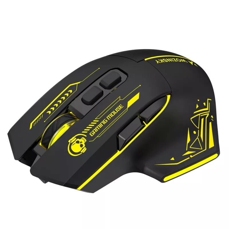 WOZINSKY WMGB-1181 juhtmevaba mänguhiir, 3200 DPI, RGB taustvalgus, laetav, must-kollane