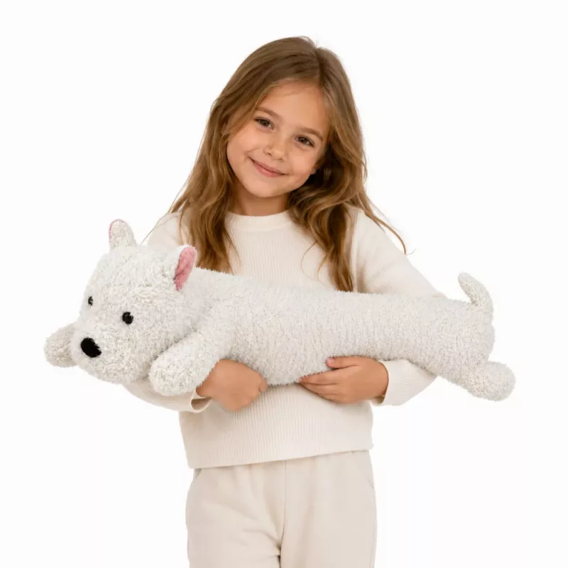 LEAN TOYS West Highland plüšškoer mänguasi valge 60 cm