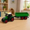 LEAN TOYS Farm Tractor koos põllumajandusliku haagisega, hõõrdajamiga, tulede ja helidega, 35cm