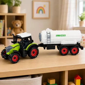 LEAN TOYS talutraktor paakautoga hõõrdajamiga põllumajandusmasin 34 cm