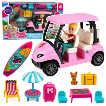 LEAN TOYS Meleksi golfikomplekt nukule koos koeraga - golfikomplekt pühadeaksessuaaridega