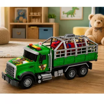 LEAN TOYS Transporter veok puuriga T-Rex dinosauruse kujuga, tulede ja helidega 1:12