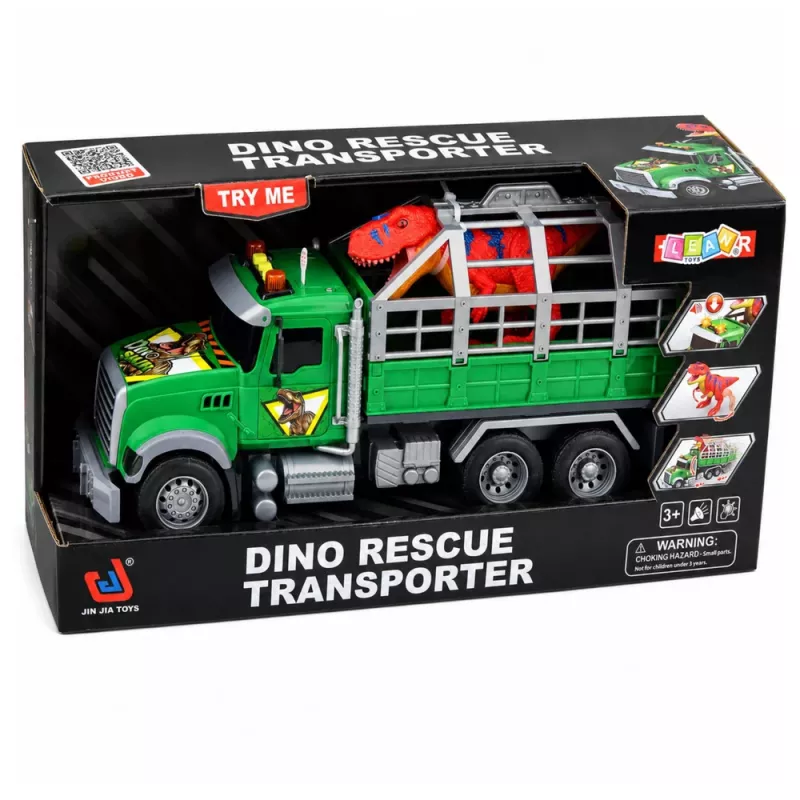 LEAN TOYS Transporter veok puuriga T-Rex dinosauruse kujuga, tulede ja helidega 1:12