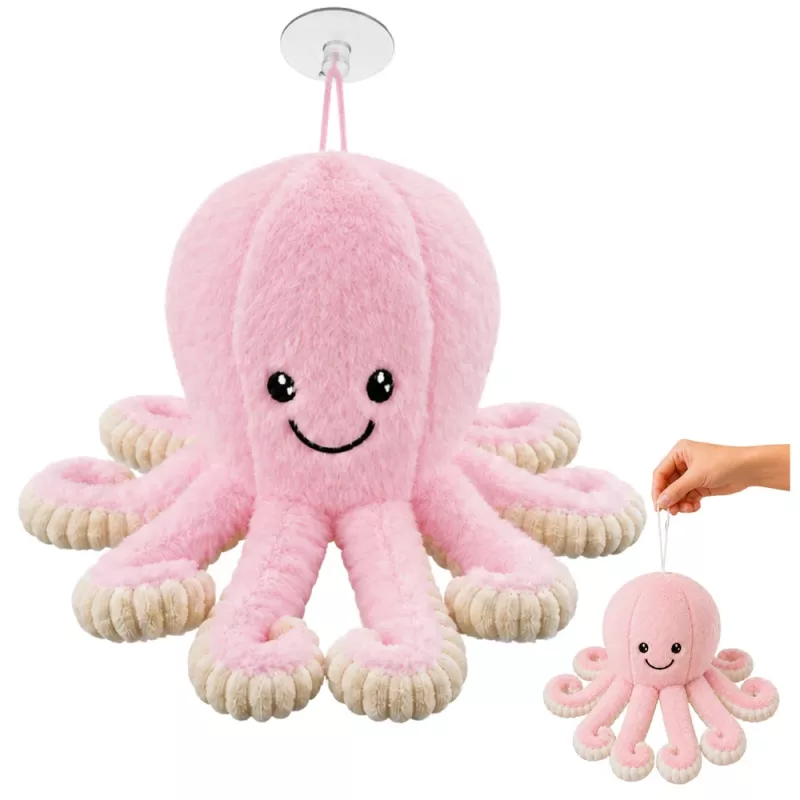 LEAN TOYS Plush Octopus imemiskupiga, roosa, 16 cm