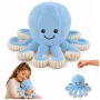 LEAN TOYS Plush kaheksajalg, pehme mänguasi elastsete kombitsatega, sinine, 30 cm