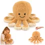 LEAN TOYS pehme kaheksajalg kaisumänguasi elastsete kombitsatega beež 30 cm