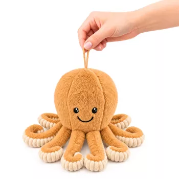 LEAN TOYS pehme kaheksajalg kaisumänguasi elastsete kombitsatega beež 30 cm