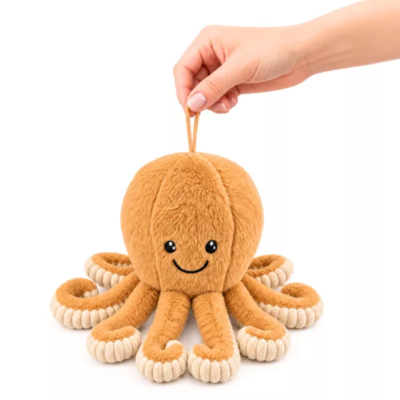 LEAN TOYS pehme kaheksajalg kaisumänguasi elastsete kombitsatega beež 30 cm