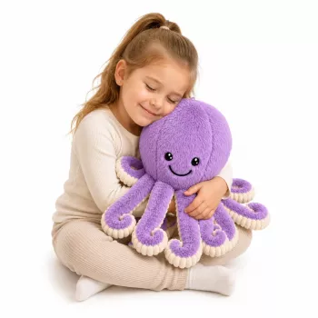 LEAN TOYS pehme kaheksajalg kaisumänguasi elastsete kombitsatega lilla 50 cm