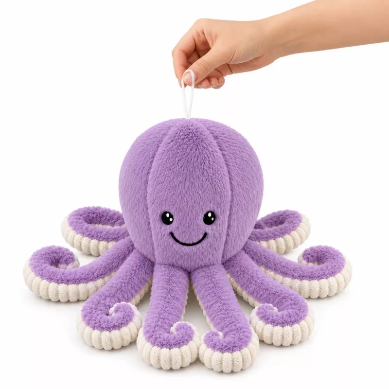 LEAN TOYS pehme kaheksajalg kaisumänguasi elastsete kombitsatega lilla 50 cm
