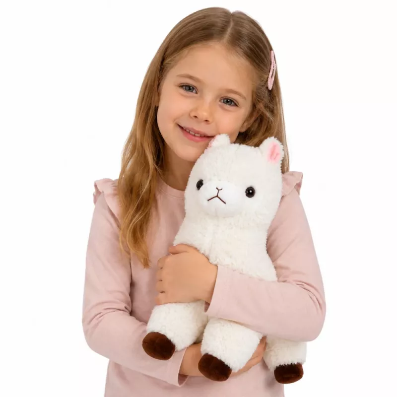 LEAN TOYS Plüšist alpakast laama pehme karva valge 38 cm