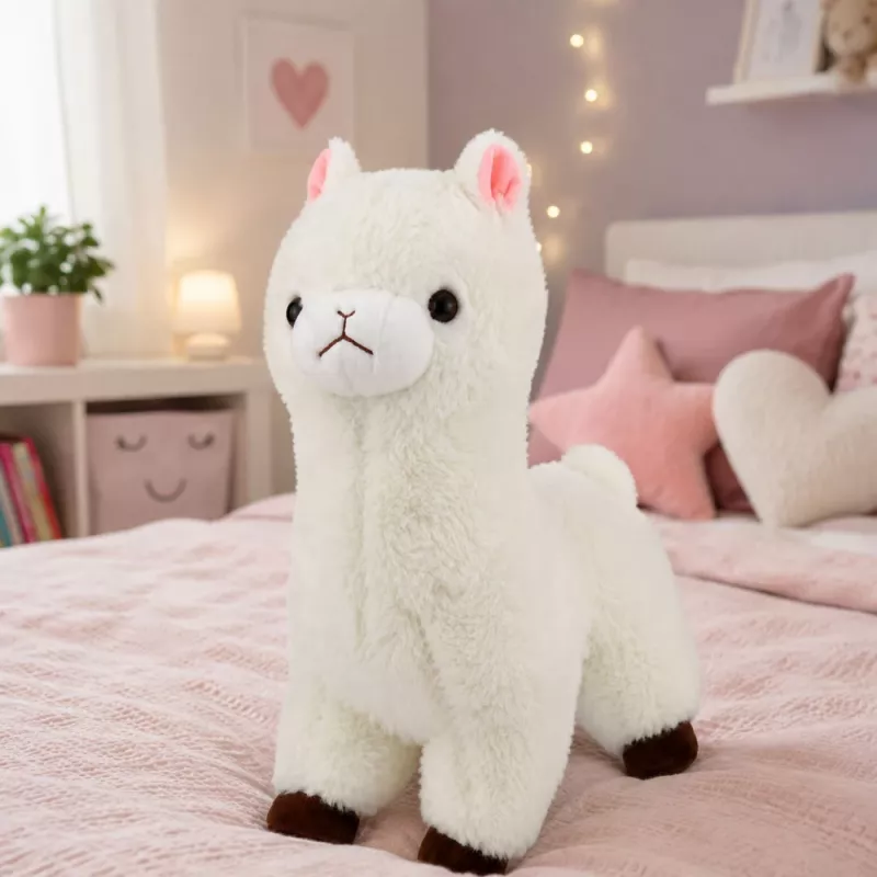 LEAN TOYS Plüšist alpakast laama pehme karva valge 38 cm