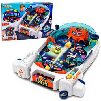 LEAN TOYS Kosmose Flipper Mänguautomaat Space Pinball – Raketi takistused, 8 palli