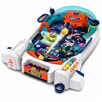 LEAN TOYS Kosmose Flipper Mänguautomaat Space Pinball – Raketi takistused, 8 palli