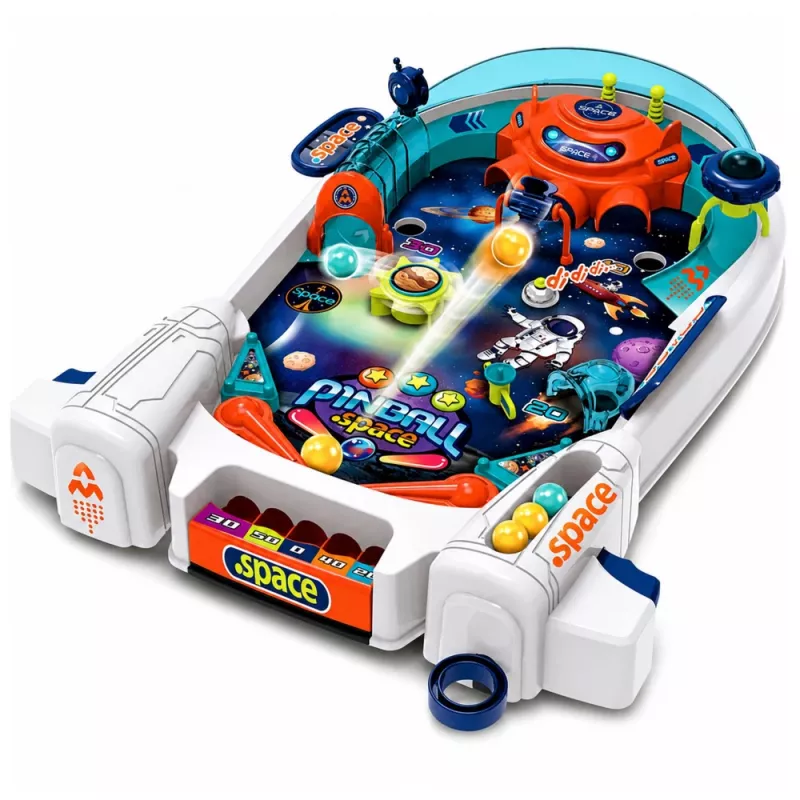 LEAN TOYS Kosmose Flipper Mänguautomaat Space Pinball – Raketi takistused, 8 palli