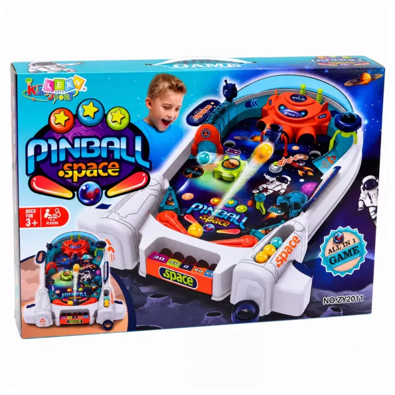 LEAN TOYS Kosmose Flipper Mänguautomaat Space Pinball – Raketi takistused, 8 palli