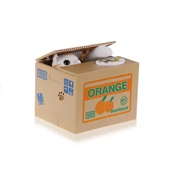 LEAN TOYS Mischief Saving Box Cute Kitty Hoiukarp Põrsas - Valge Kass Pruuni Karbiga