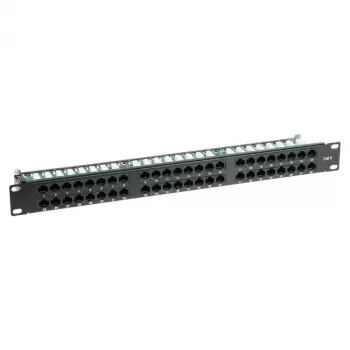 DELTA ENERGY SYSTEMS PP-48/RJ/6C 48-pordiline Cat6 UTP jaotuspaneel, 1U 19-tolline riiulikinnitus, must