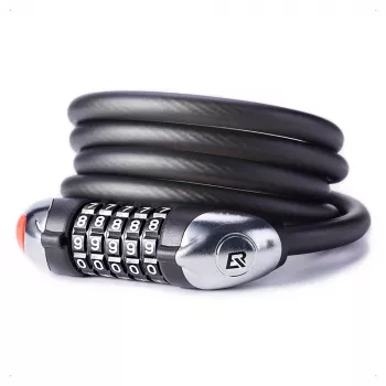 ROCKBROS RKS531 5-kohaline kombinatsioonlukk rattale LED-tuliga, 120 cm punutud teraskaabel, must