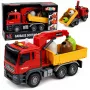LEAN TOYS Prügiauto kraanaga prügisorteerimiskonteineritega, tulede ja heliga, punane