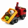 LEAN TOYS Prügiauto kraanaga prügisorteerimiskonteineritega, tulede ja heliga, punane