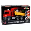 LEAN TOYS Prügiauto kraanaga prügisorteerimiskonteineritega, tulede ja heliga, punane