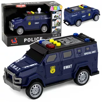 LEAN TOYS SWAT eriüksuse politseiauto 1:32 mõõtkavas, tulede, helide ja tagasitõmbe-funktsiooniga - mereväesinine