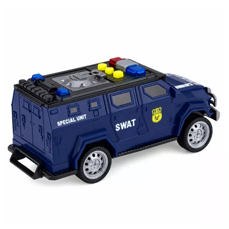LEAN TOYS SWAT eriüksuse politseiauto 1:32 mõõtkavas, tulede, helide ja tagasitõmbe-funktsiooniga - mereväesinine