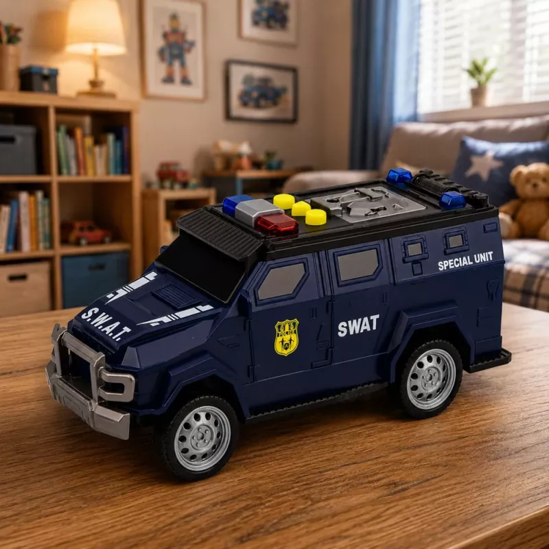 LEAN TOYS SWAT eriüksuse politseiauto 1:32 mõõtkavas, tulede, helide ja tagasitõmbe-funktsiooniga - mereväesinine