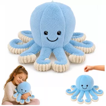 LEAN TOYS Plüššist kaheksajalg kallistamismänguasi elastsete kombitsatega sinine 50 cm