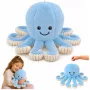 LEAN TOYS Plüššist kaheksajalg kallistamismänguasi elastsete kombitsatega sinine 50 cm