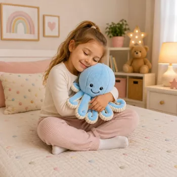LEAN TOYS Plüššist kaheksajalg kallistamismänguasi elastsete kombitsatega sinine 50 cm