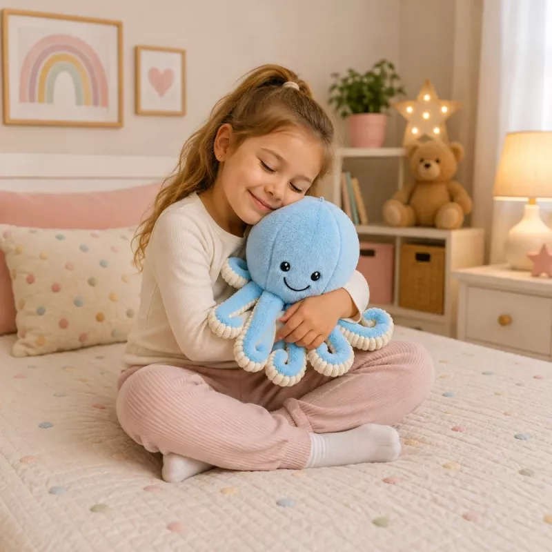 LEAN TOYS Plüššist kaheksajalg kallistamismänguasi elastsete kombitsatega sinine 50 cm